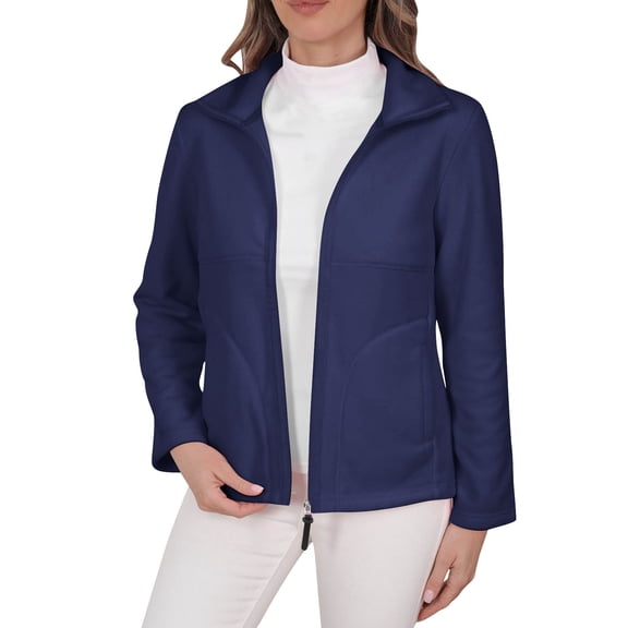 Dxzfnsa Ladies' Casual Colored All-purpose Full-zip Long-sleeved Capless Fleece Jacket Fall Clothes for Women S-2XL