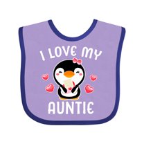 Inktastic I Love My Auntie with Cute Penguin and Hearts Girls Baby Bib