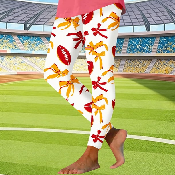 TaTaai Women Casual Rugby Random Print Yoga Leggings Skinny Fit Stretchy Material Ladies Gym Exercise Daily Commute Wear Non-See-Through Machine Washable Stylish Comfortable Pants Gift