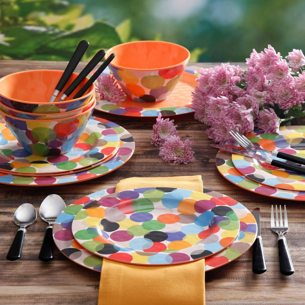 Laguna Gallery Splash 12-Piece Melamine Dinnerware Set - Walmart.com