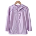 thumbnail image 3 of Cethrio Girls Sun Protection Jackets, Summer Zip up Long Sleeve Lightweight Kids Rash Guard Outerwear with Hood Purple Size 12, 3 of 4