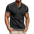 thumbnail image 2 of BiZtdJrK Mens Slim Fit Henley Shirt Short Sleeve Button T-Shirt Fashion Summer Casual Tees Tops Black S, 2 of 3