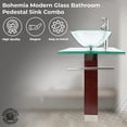 thumbnail image 4 of Bohemia Glass Pedestal Sink Combo Clear Countertop Bathroom Vanity Vessel Sink, Faucet, Drain, Towel Bar, Tempered Glass Counter and Wood Pedestal| Renovators Supply, 4 of 16