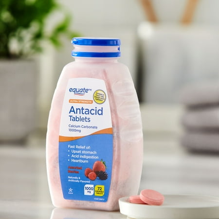 Equate Ultra Strength Antacid Chewable Tablets, 1000 mg, Assorted Berries, 72 Count