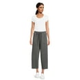 thumbnail image 2 of Time and Tru Women’s Mid-Rise Brushed Hacci Pull-on Cropped Wide Leg Pants, 2 of 5