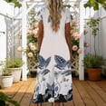 thumbnail image 5 of Summer Dresses for Women Crewneck Short Sleeve Floral Printed Midi T Shirt Dress Casual Beach Holiday Boho Sundress S-2XL, 5 of 7