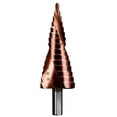 thumbnail image 5 of ZHAOCHENG Brocas escalonadas de cobalto Ranura en espiral de 4-32 mm, corte HSS M35 Ampliar placa de acero inoxidable para templar placa de acero Perforación de chapa de acero Juego de brocas con mang, 5 of 5