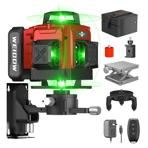 Nivel láser WEIDDW 360 autonivelante, 16 líneas, 4 × 360°, verde
