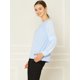 thumbnail image 4 of INSPIRE CHIC Top de la blusa de la oficina del trabajo del cuello del ojo de la cerradura de las mangas largas semi transparentes de la gasa elegante de las mujeres Azul claro L, 4 of 6
