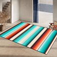 thumbnail image 4 of Turquoise Orange Large Area Rugs, Mexican Stripes Runner Rugs, Non-Slip Floor Throw Mat, Rectangle Carpet for Living Room, Bedroom, Hallway Front Entrance, Kitchen, Dining, 5' x 7', 4 of 7