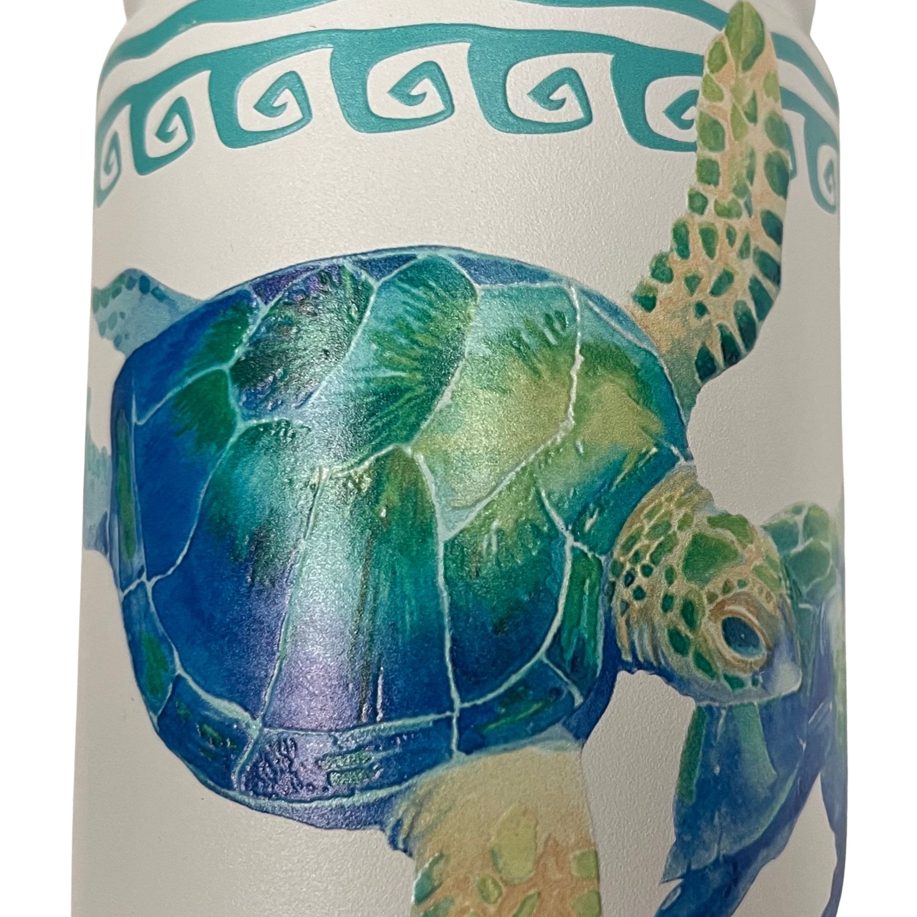 Island Heritage Hawaii Style Island Flask Tumbler Swimming Honu Turtle White