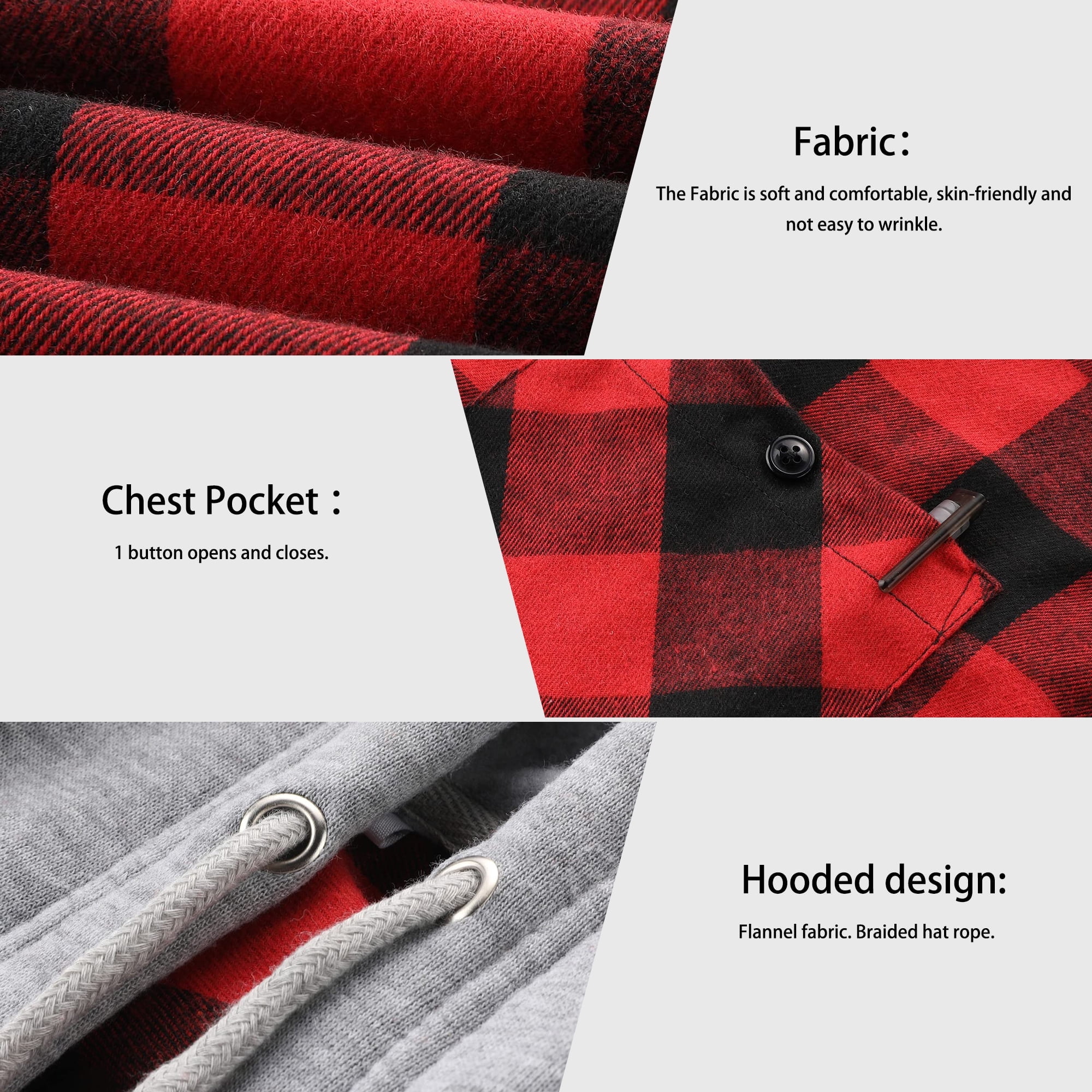 Veste SwissWell Homme - Flanelle à Carreaux Doublée Polaire Avec Capuche Et Poches