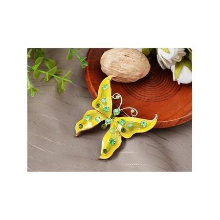 - Enamel Lemon Lime Peridot Emerald Crystal Rhinestone Butterfly Bug Pin Brooch