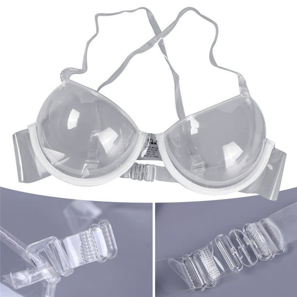 Invisible Transparent Ultra-fine Shoulder Strap Plastic Bra Disposable  Underwear Bra (32) 