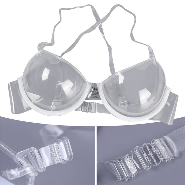 Invisible Transparent Ultra-fine Shoulder Strap Plastic Bra Disposable  Underwear Bra (36) 