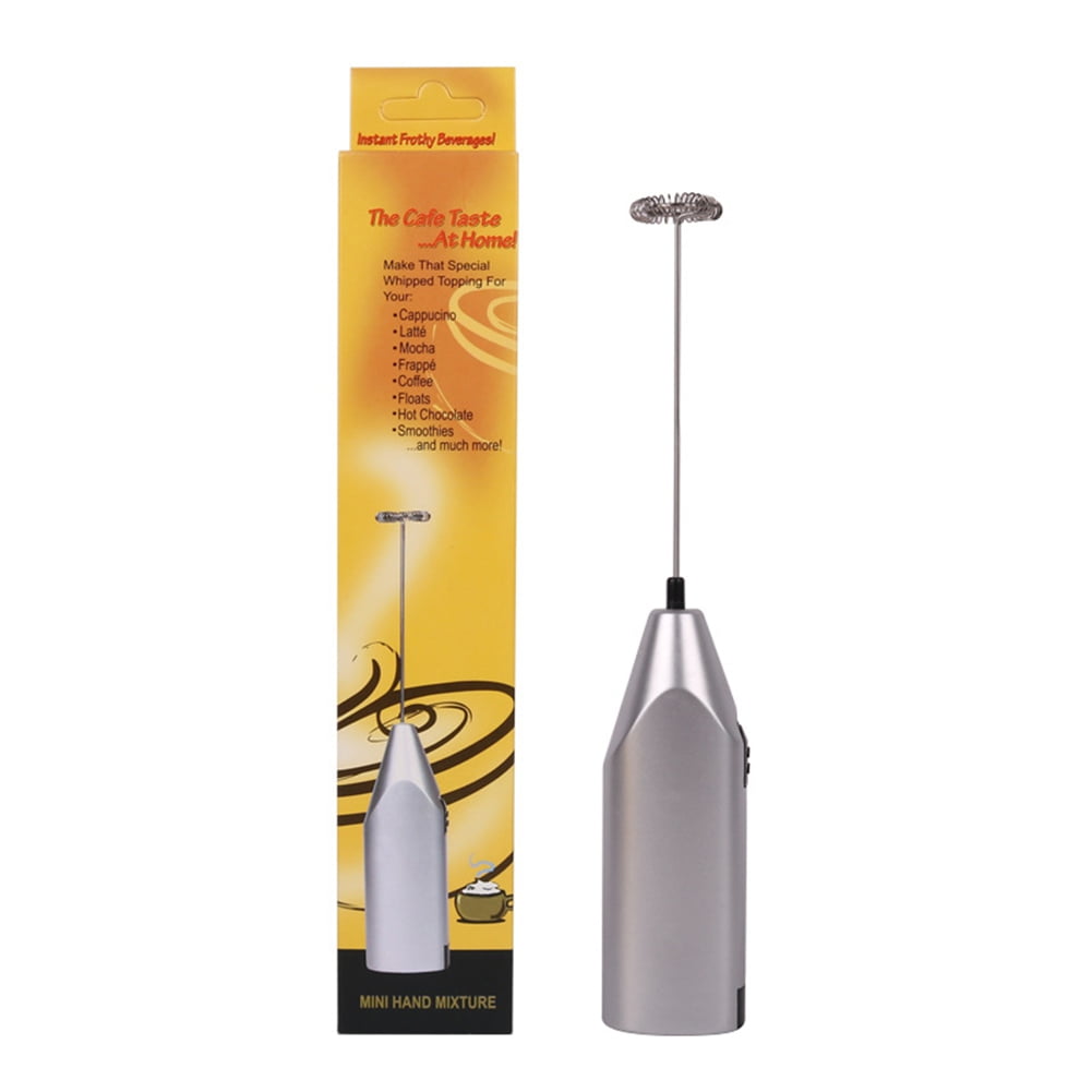 Electric Milk Frother Handheld with Stainless Steel Stand Battery