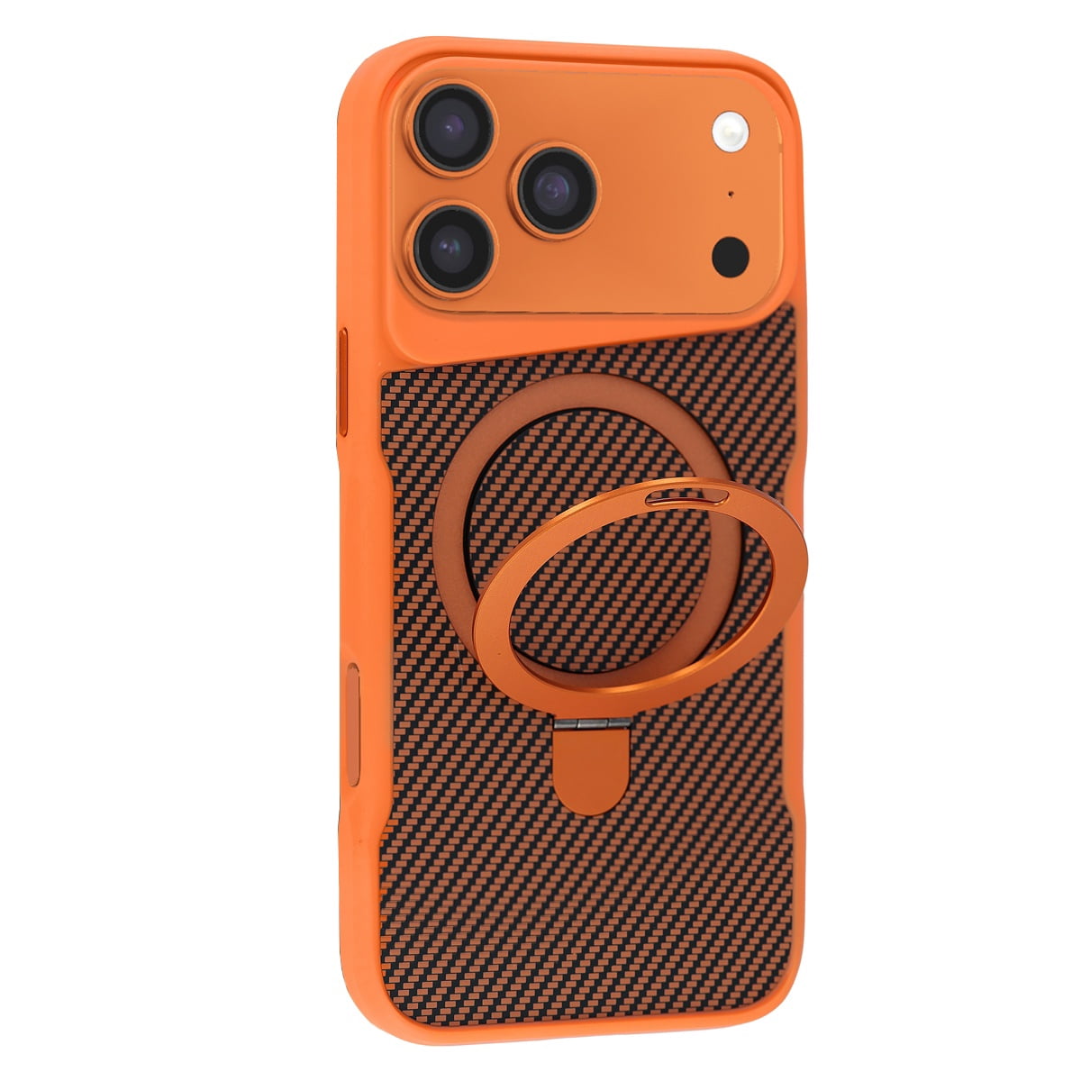 Carbon Fiber Magnetic Kickstand Case for iPhone 17 Pro Max
