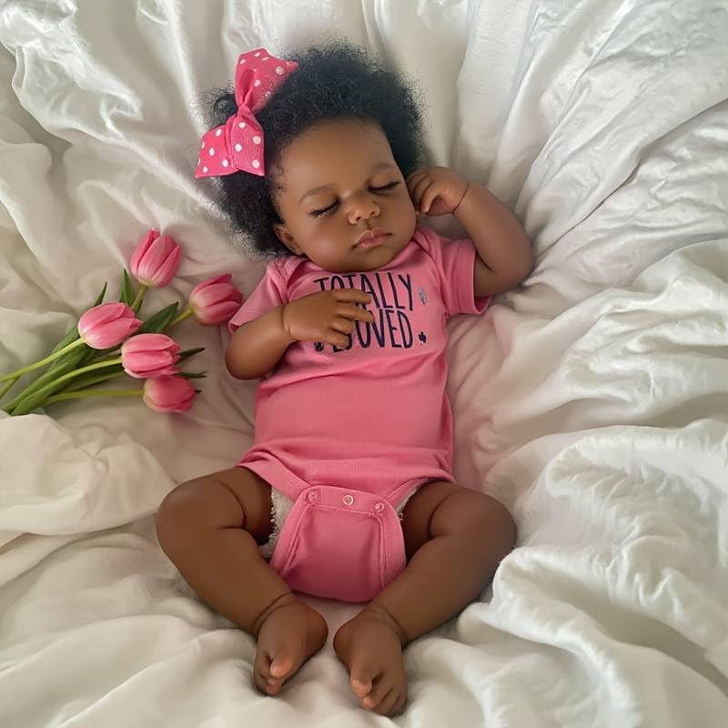 Lifelike Reborn Baby Dolls Black Girl 20 Inch Realistic Newborn Baby Dolls Realistic African American Reborn Doll Toy with Clothes