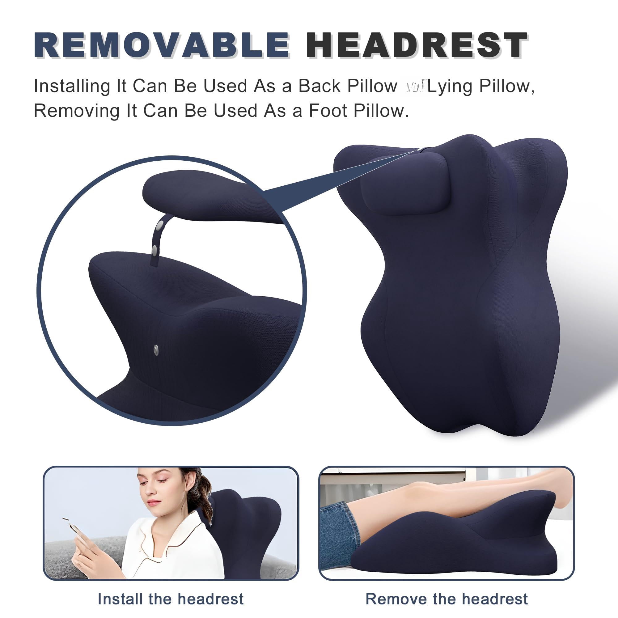 Memory Foam Wedge Pillow  Prone For Sleeping Reading Bed Support & Sitting Up Ideal Massage With Removable Cover
