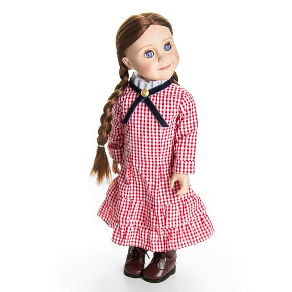The Queen's Treasures 18 Inch Doll Clothes, Little House on The Prairie Realistic Laura Ingalls Red Check Dress Outfit,  Compatible For Use With American Girl Dolls