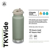 Klean Kanteen TKWide Insulated Water Bottle with Twist Cap - Stainless Steel Water Bottle - 32 Oz, Sea Spray