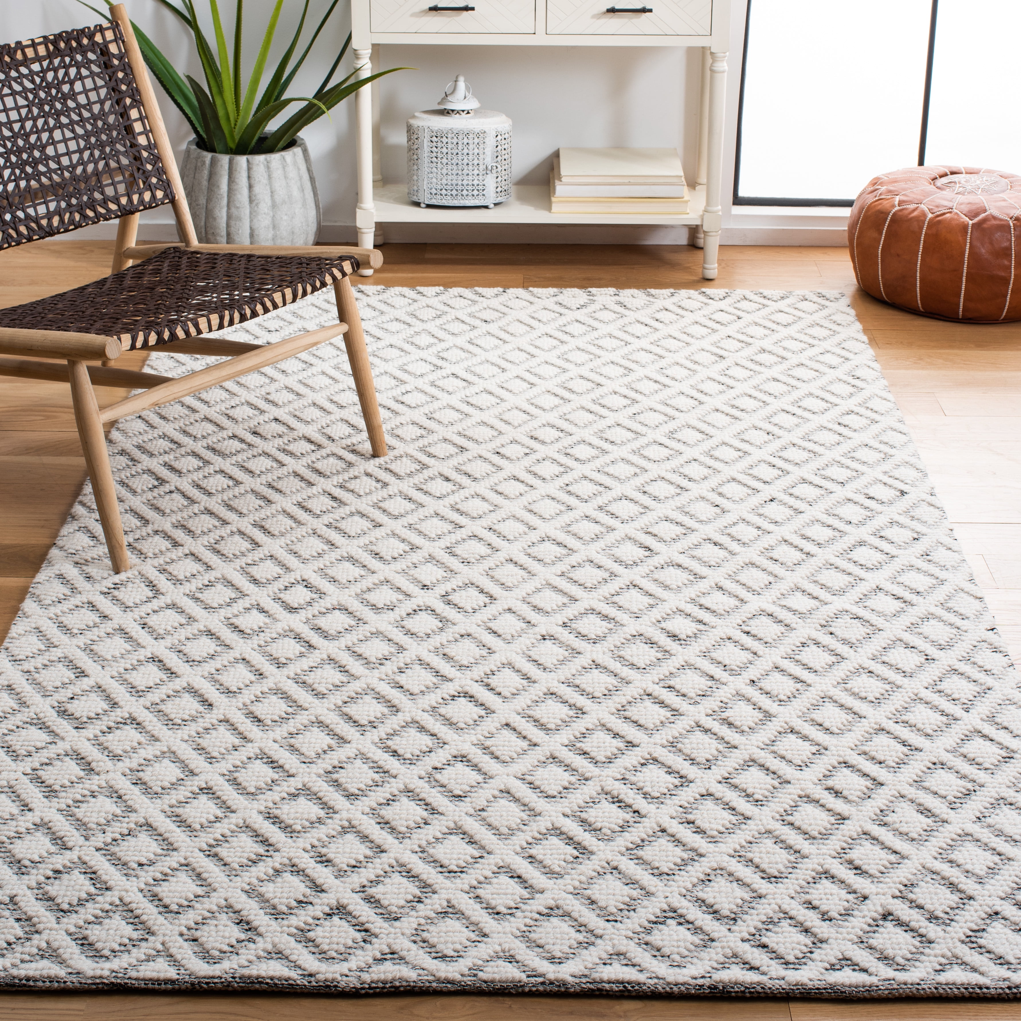 SAFAVIEH Vermont Thurstan Geometric Wool Area Rug, 6' x 9', Ivory/Grey
