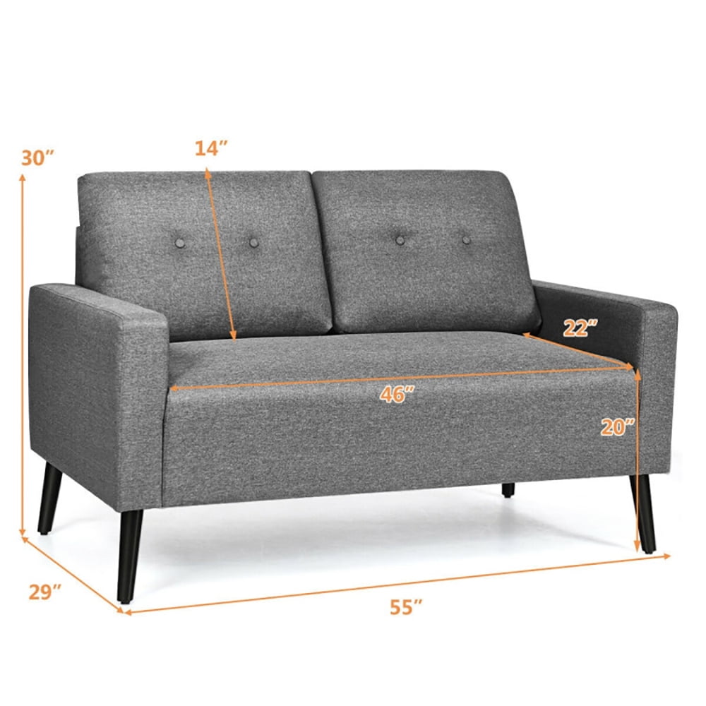 Finihen Loveseat Sofa, 55 Inch Modern Loveseat Sofa with Cloth Cushion, for Living Room, Bedroom, Grey