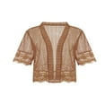 thumbnail image 2 of Blouse Boléro Transparente pour Femmes, Cardigan à Manches Courtes en Dentelle Patchwork Couleur Unie, 2 of 6