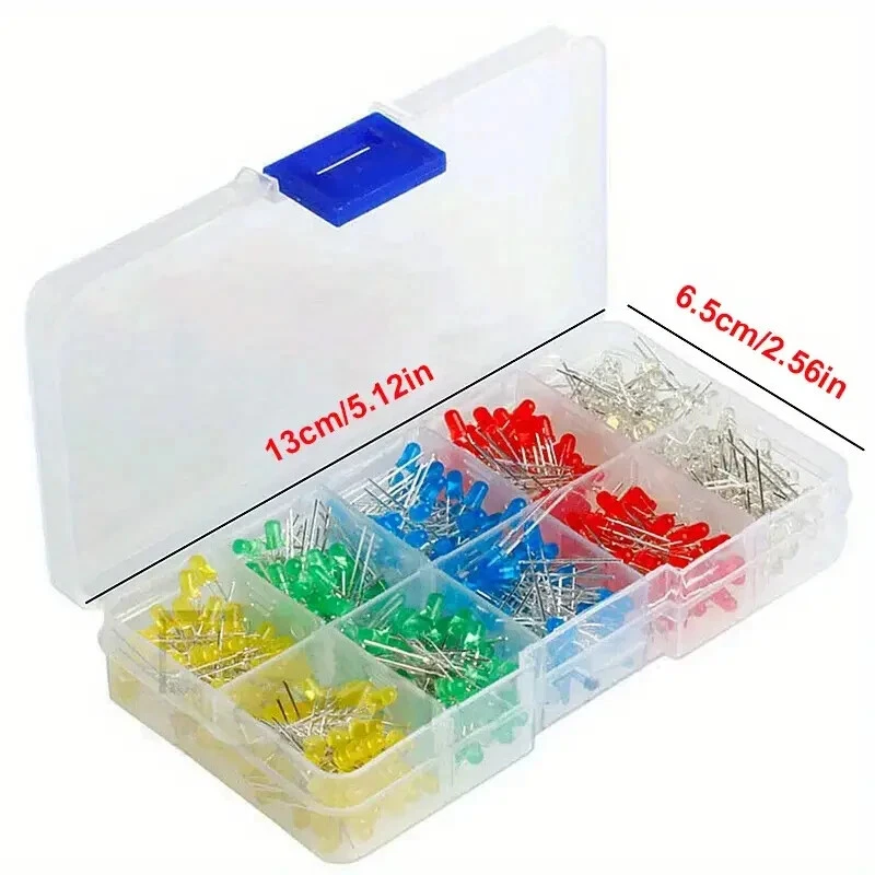 CIRCLE- 100Pc 3Mm Led Diodes Kit, 3Mm Led Diode Kit, White Green Red Blue Yellow