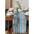 thumbnail image 4 of Vintage Blue Brown Grey Table Runner 70 Inches, Retro Farmhouse Wooden Country Bed Runner Dresser Scarves Tabletop for Indoor Outdoor Parties/Ceremony/Banquet, 13" x 70", 4 of 8