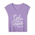 thumbnail image 4 of With God All Things Are Possible Womens T Shirts, Short Sleeve V-Neck Shirts Cute Fit Summer Casual Tee Tops Dopamine Color Purple 3XL, 4 of 5