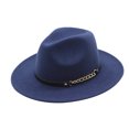 thumbnail image 2 of Qarigey Sombrero de ala ancha de fieltro, gorro cálido de invierno para mujer, sombrero Vintage, accesorios de ropa para fiesta y niña Sombreros azul oscuro, 2 of 8