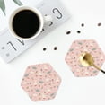 thumbnail image 5 of Pofeuu Chicken And Goose Print Leather Coasters Set of 6, Round Cups Mugs Mat Pad for Home Kitchen Heat Resistant Drink Coasters,Hexagon, 5 of 7