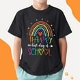 thumbnail image 2 of LIIPEE Boys Girls T-Shirts Summer Casual Short Sleeve Cartoon Letter Rainbow Printed Round Neck Tshirt Toddler Versatile Everyday Wear Tee Shirts,Black,2-3 Years, 2 of 5