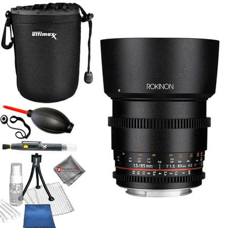 Rokinon 85mm T1.5 Cine DS Lens for Canon EF Mount #DS85M-C - Starter Bundle AUTHORIZED ROKINON (Canon 15 85 Lens Best Price)