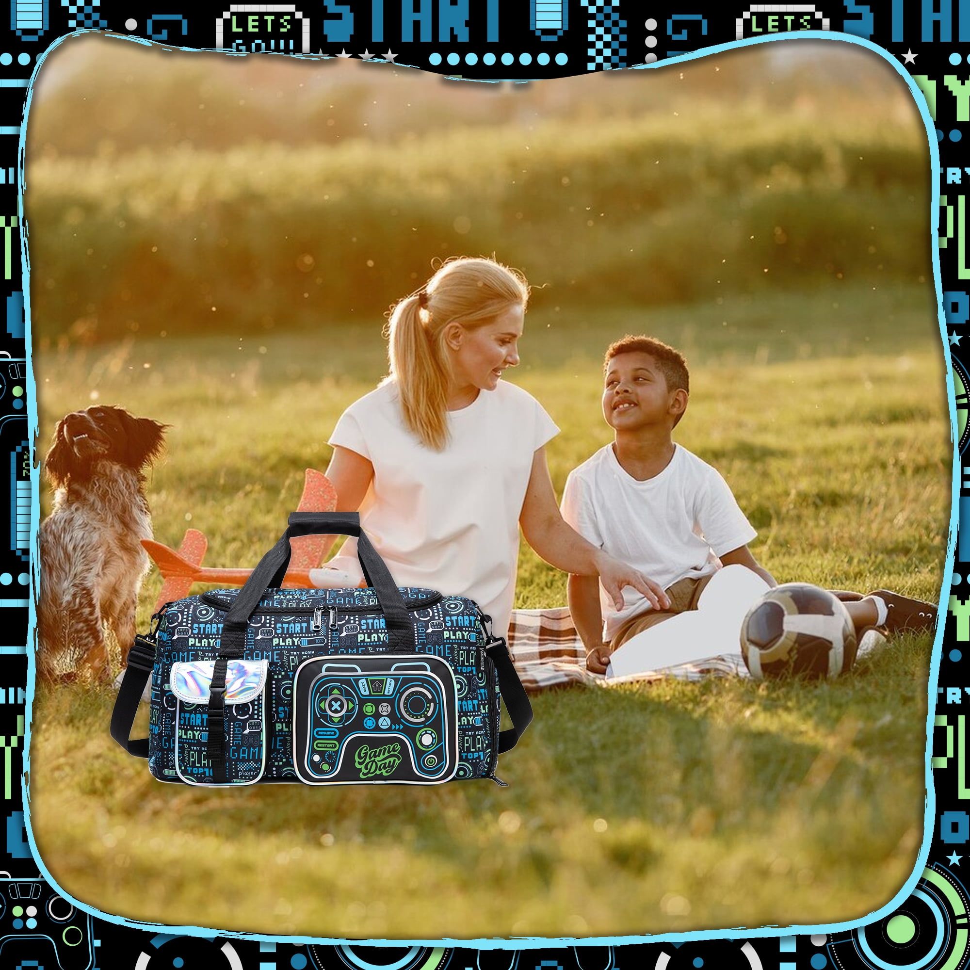 Kids Carry on Luggage Sets for Boys Suitcases with Wheels Hardshell Travel Essentials with Travel Pillow Duffle Bag 16 Inch