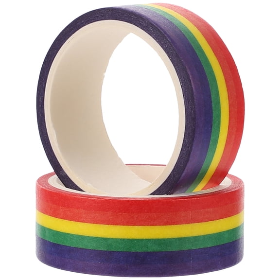 2 Pieces Rainbow Tape Double Same and Washi Tape Craft Tape 500X1.5cm Colorful