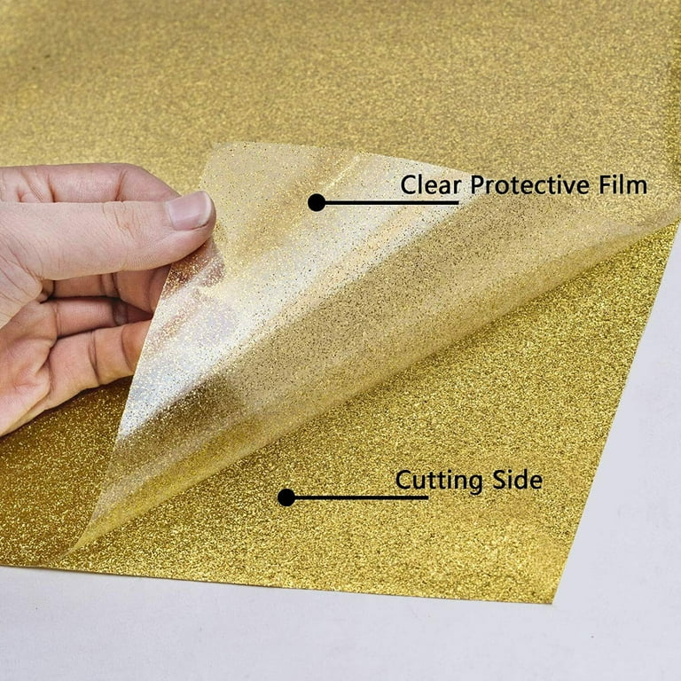 HTVRONT 10 x 8FT Glitter Gold Heat Transfer Vinyl Iron on T-shirt HTV Vinyl  for Cricut & All Cutter Machine 