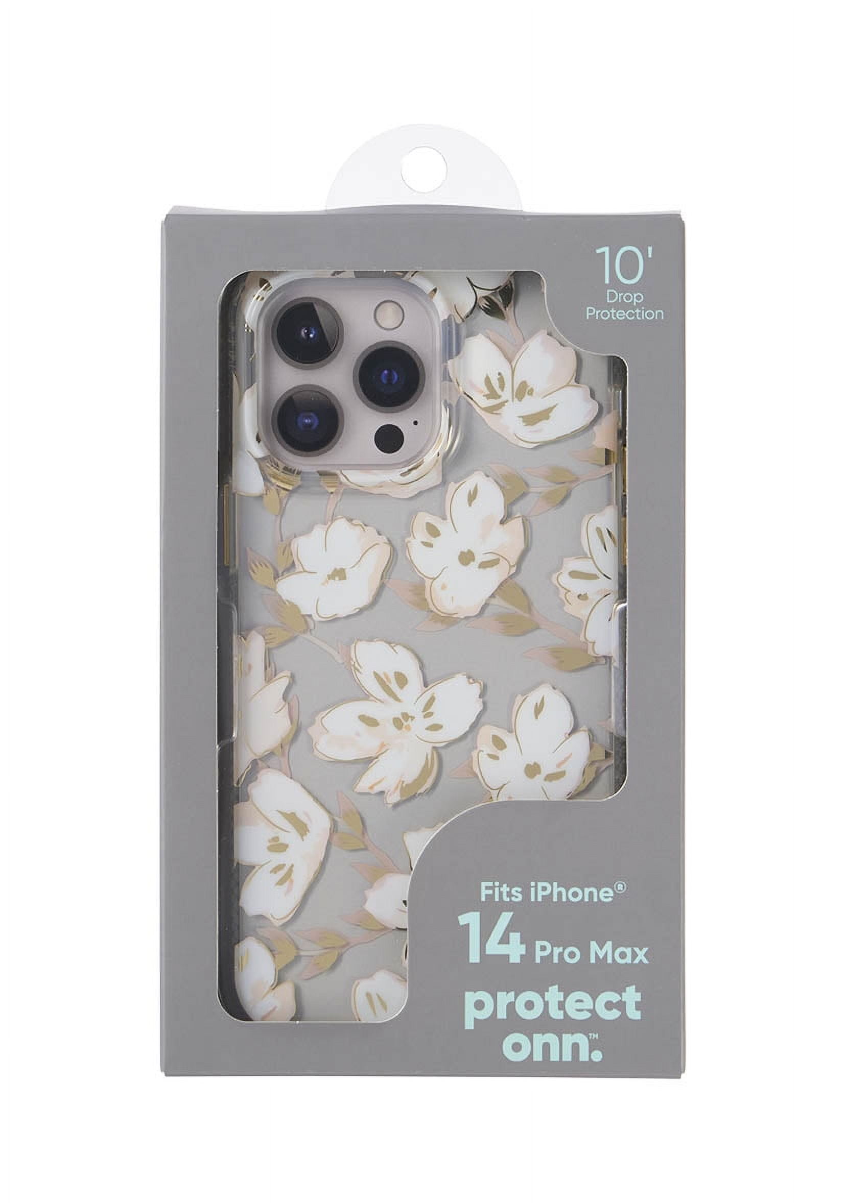 onn. White Whisp Floral Phone Case for iPhone 14 Pro Max