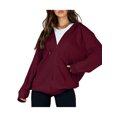 thumbnail image 2 of Women's Casual Hooded Jacket Long Sleeve Zip Up Solid Color Outwear with Pockets Fall Sweatshirt, 2 of 9