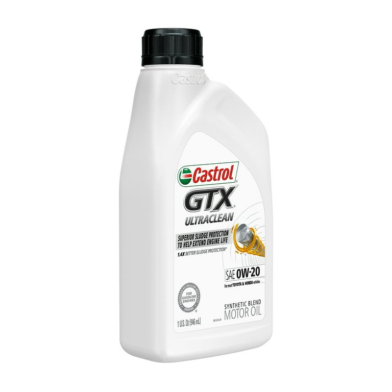 Castrol GTX Ultraclean 0W-20 Synthetic Blend Motor Oil, 1 Quart