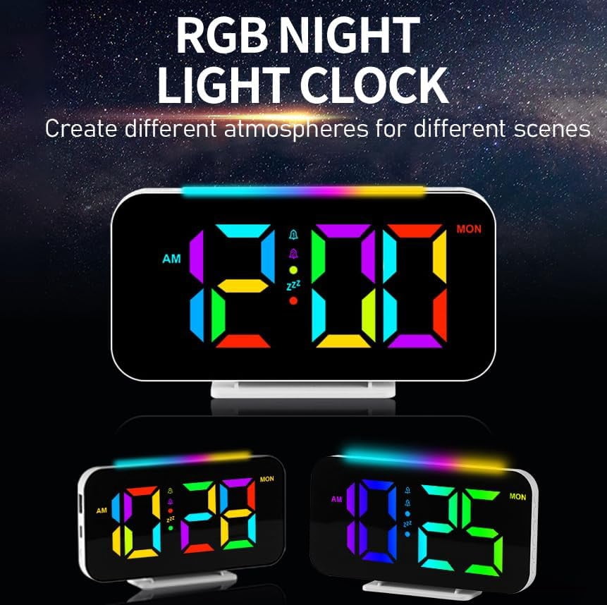 Super Loud Alarm Clock for Heavy Sleepers Adults, LED Digital Clock with Night Light,Snooze,Adjustable Volume,Dimmer,12/24Hr,Small Alarm Clocks for Bedrooms Desk