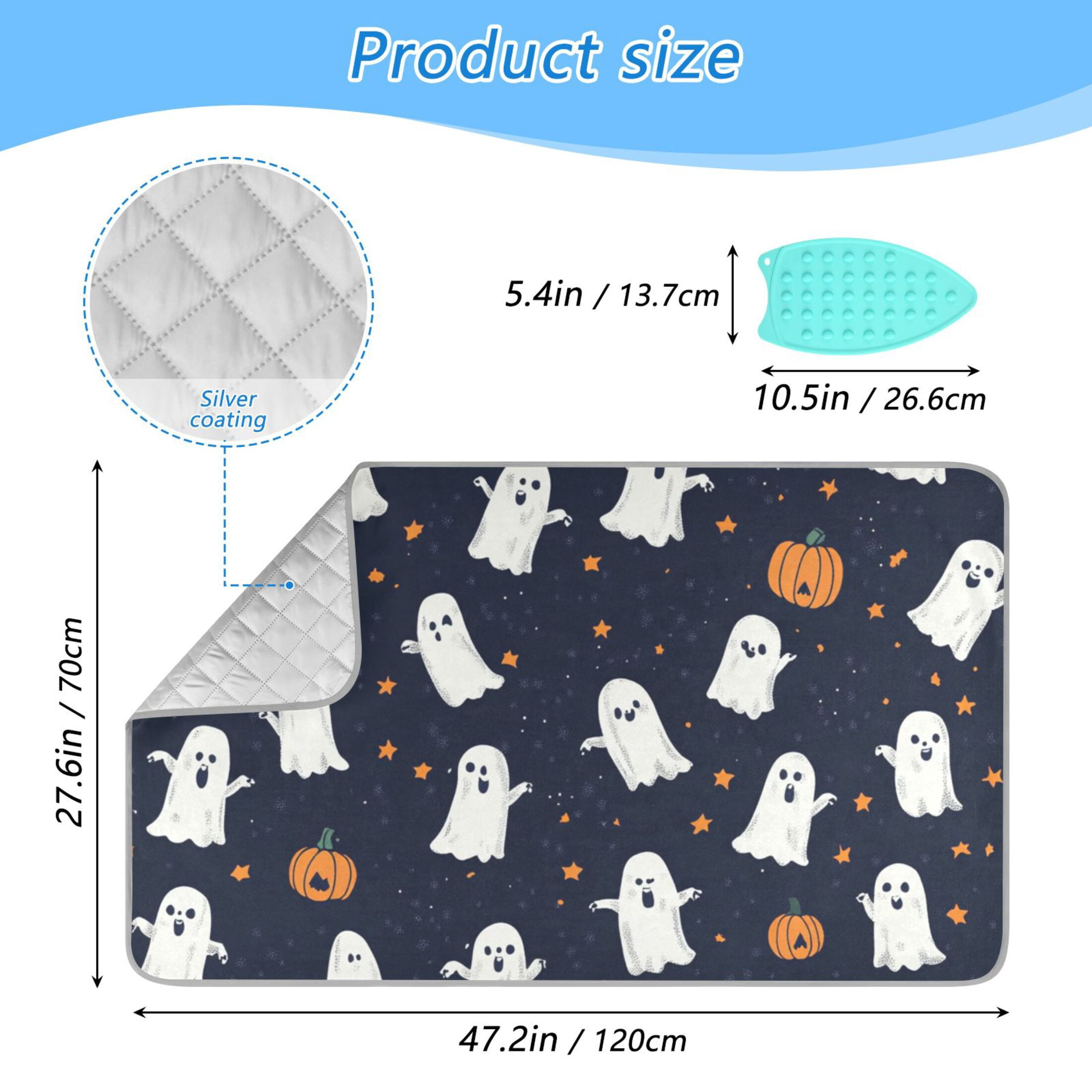 Stars and Ghosts Ironing Board Covers Heat Resistant Ironing Pad Mat Portable for Travel Washer Dryer Table