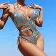 thumbnail image 6 of ANINEO Women New Bikini Hot Silver Fabric Shiny Swimwear Breathable Hawaii Summer Tropical Brazilian Beachwear, 6 of 8