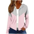 thumbnail image 3 of Uootdi Color Block Zip Up Drawstring Hoodies for Women Striped Casual Loose Fit Long Sleeve Sweatshirt Jacket with Pockets, 3 of 6