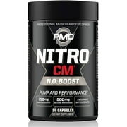 PMD Sports Nitro cm - Nitric Oxide with Agmatine Pre Workout Supplement - Muscle Growth Pre-Workout with L Arginine - Endurance Boost for Hardcore Exercise, Training, and Bodybuilding - (90 Capsules)