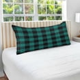thumbnail image 5 of Turquoise Teal Green Black Plaid Body Pillow Cover with Zipper, Soft and Cozy Fuzzy Fleece Body Pillow Case Cover 21 x 54 in, Plush Long Body Pillow Pillowcase Home Decor Gifts, 5 of 7