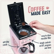 Nostalgia Retro Coffee Maker, 12-Cup Programmable Vintage Coffee Machine with Anti-Drip Carafe, Pink