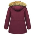 thumbnail image 2 of Chrisuno Women's Plus Size Hooded Warm Winter Coat Quilted Thicken Puffer Jacket with Removable Hood Wine Red 2X, 2 of 5