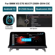 Road Top Android 13 10.25 Inch Car Touchscreen Wireless CarPlay Android Auto for BMW X5 X6 Series E70/E71 2009-2013 Year with CIC System, Car Stereo Multimedia Radio Receiver